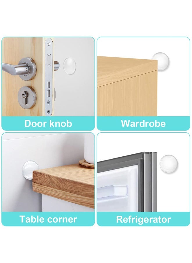 6 Pcs Door Stopper, Wall Door Handle Stopper, Silicone Transparent Round Wall Protector, Self Adhesive Door Stops Door Handle Bumper Pads for Wall, Fridge, Cabinets - Image 4
